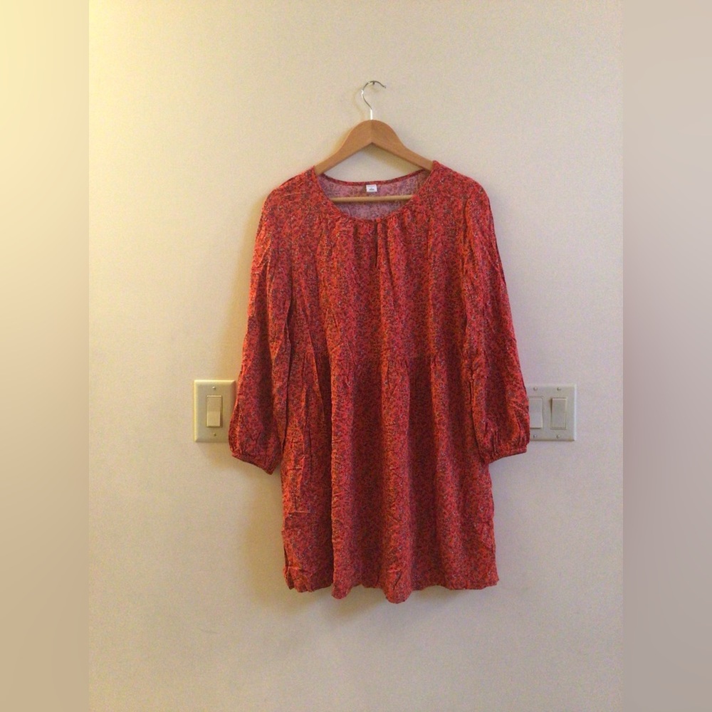 Long Sleeve Flower Mini Dress